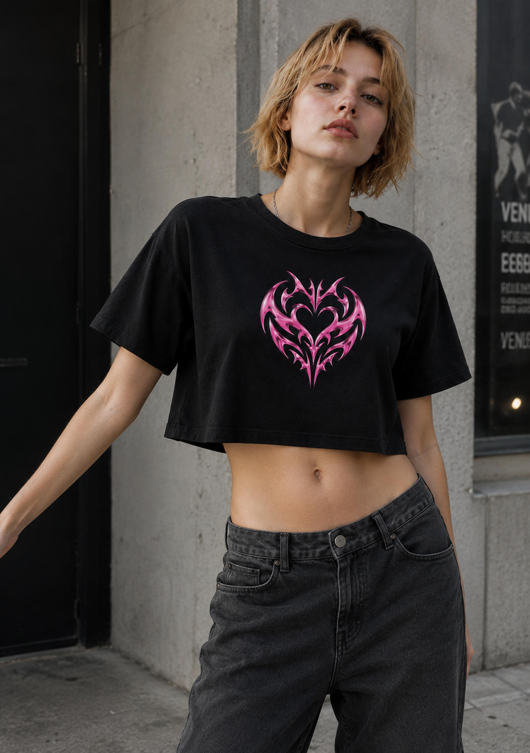 RaveOn Crop Top Pela Siyah Tişört