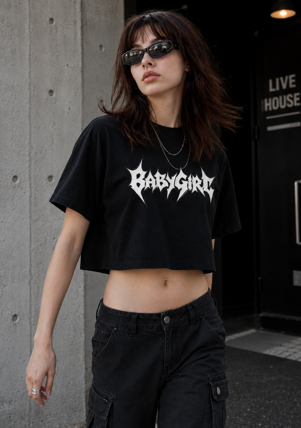 RaveOn Crop Top Bagy Siyah Tişört