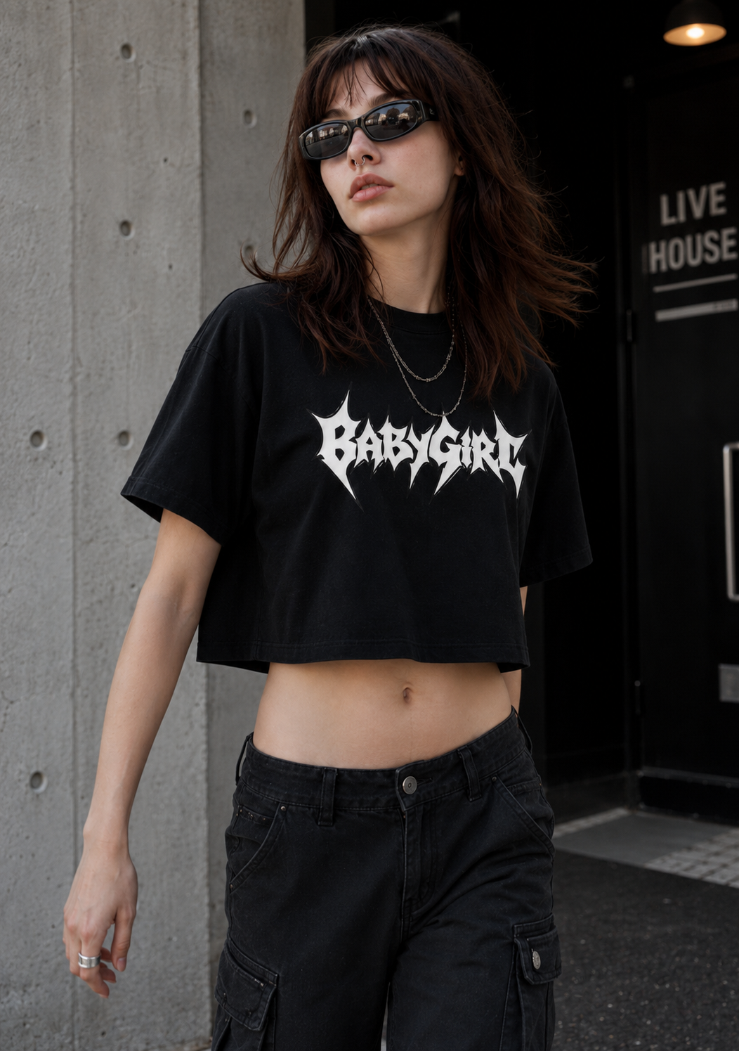 RaveOn Crop Top Bagy Siyah Tişört