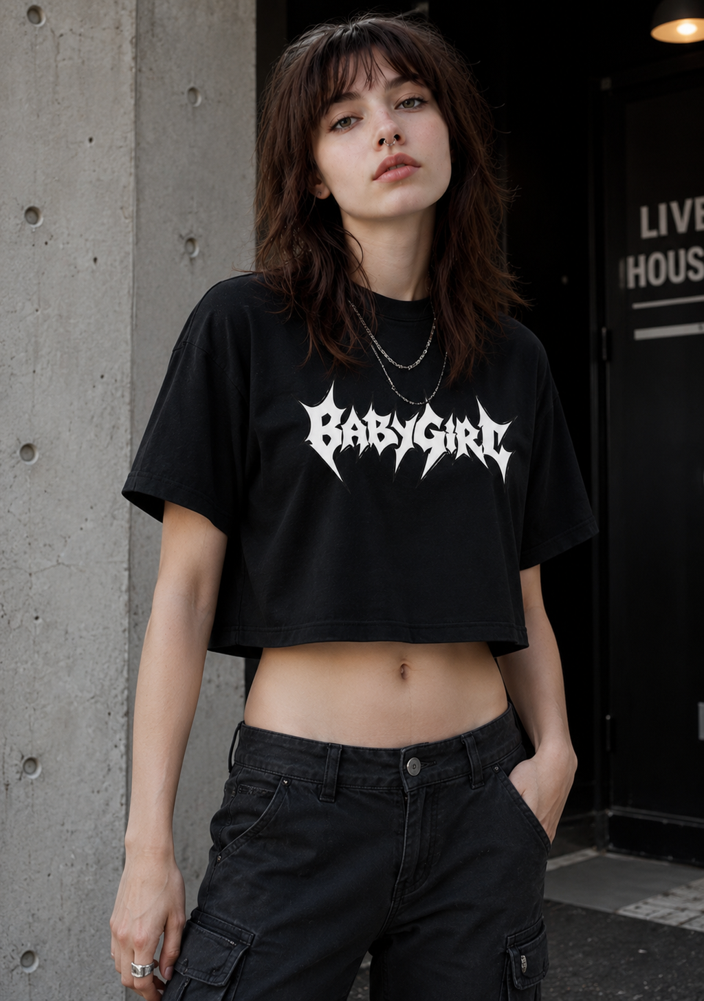 RaveOn Crop Top Bagy Siyah Tişört