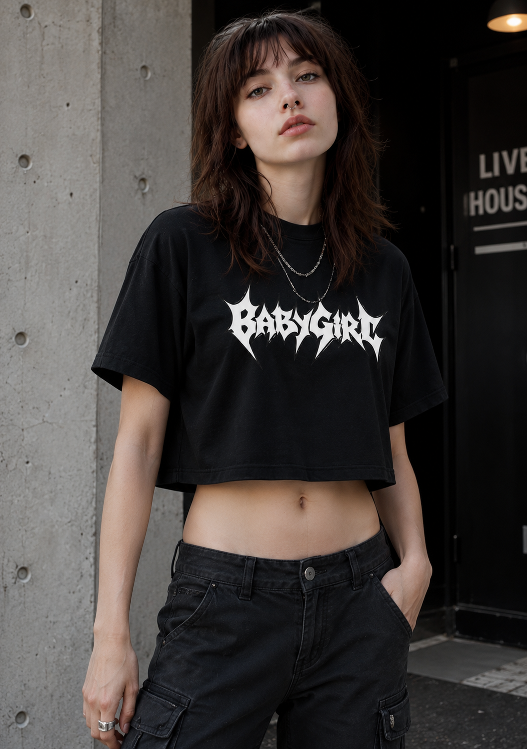 RaveOn Crop Top Bagy Siyah Tişört