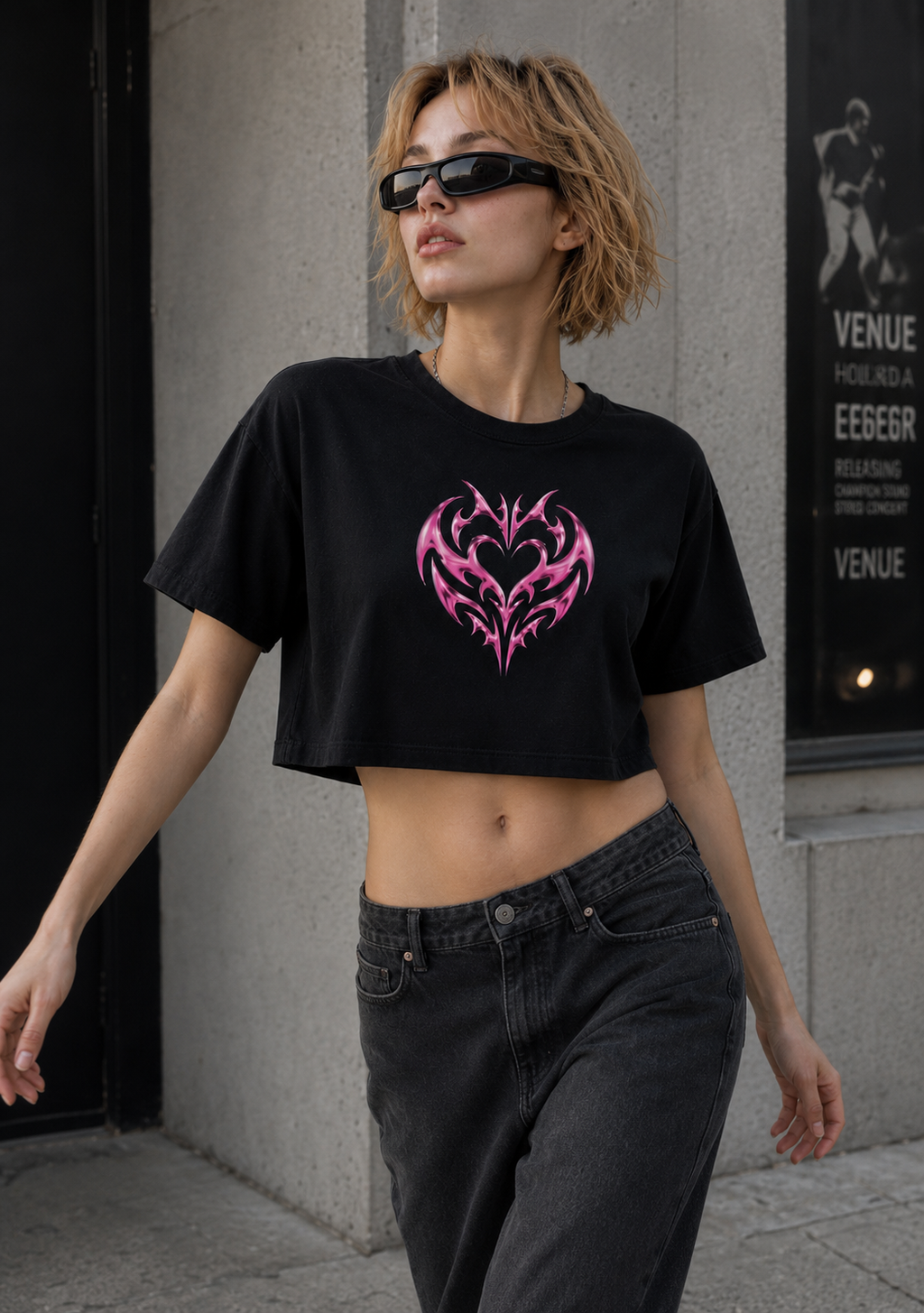 RaveOn Crop Top Pela Siyah Tişört