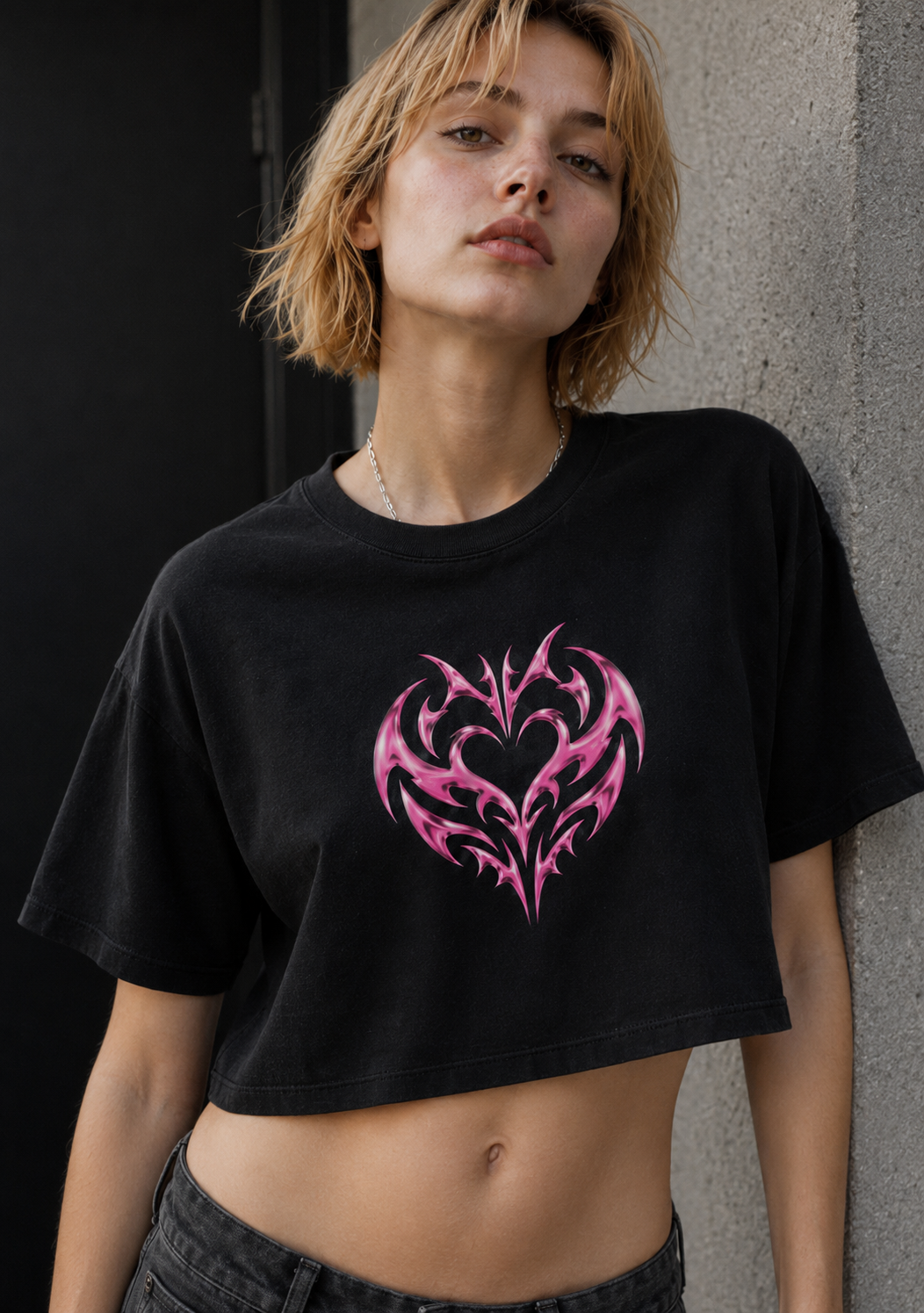 RaveOn Crop Top Pela Siyah Tişört