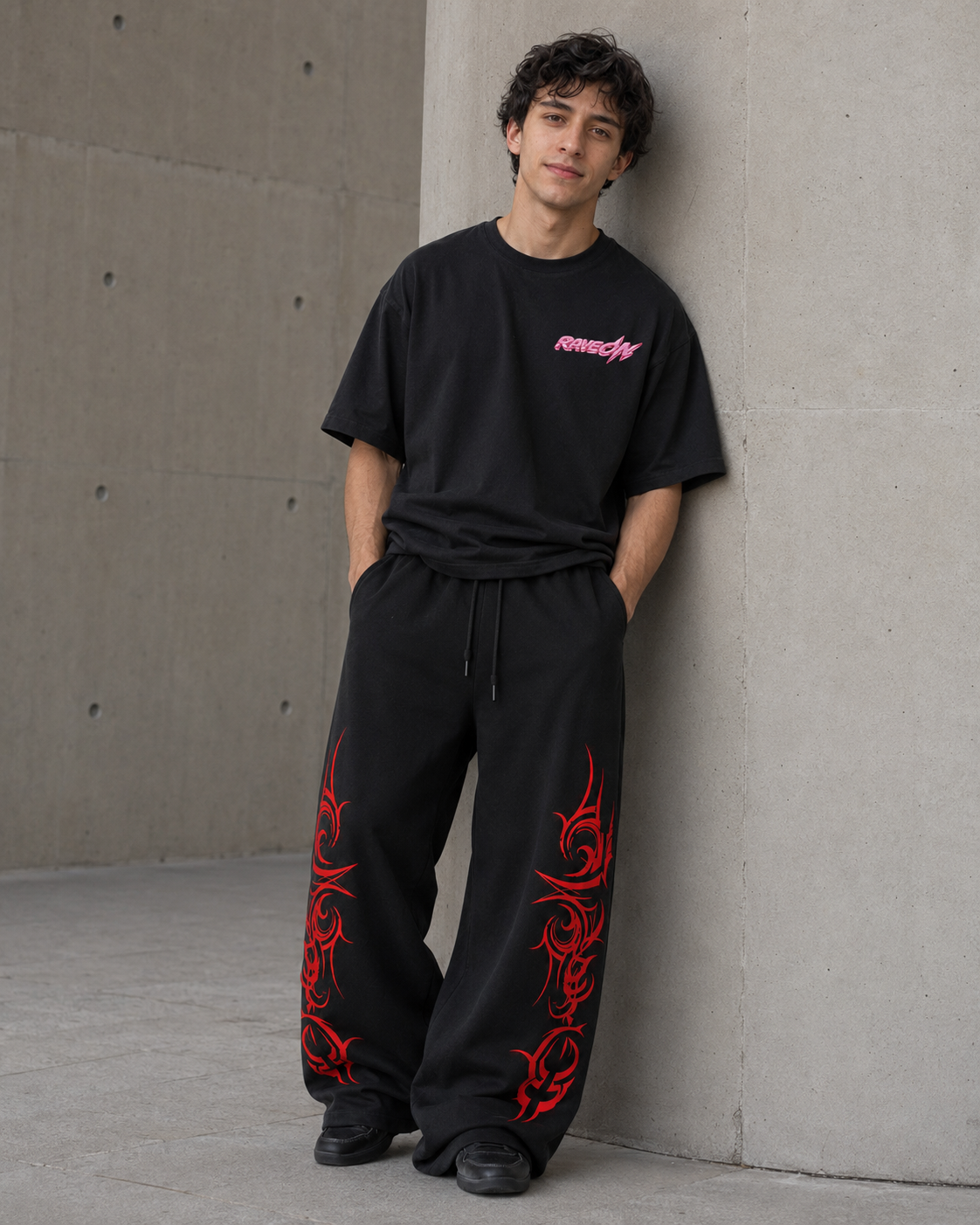 RaveOn Baggy Pantolon Redus Siyah Pantolon