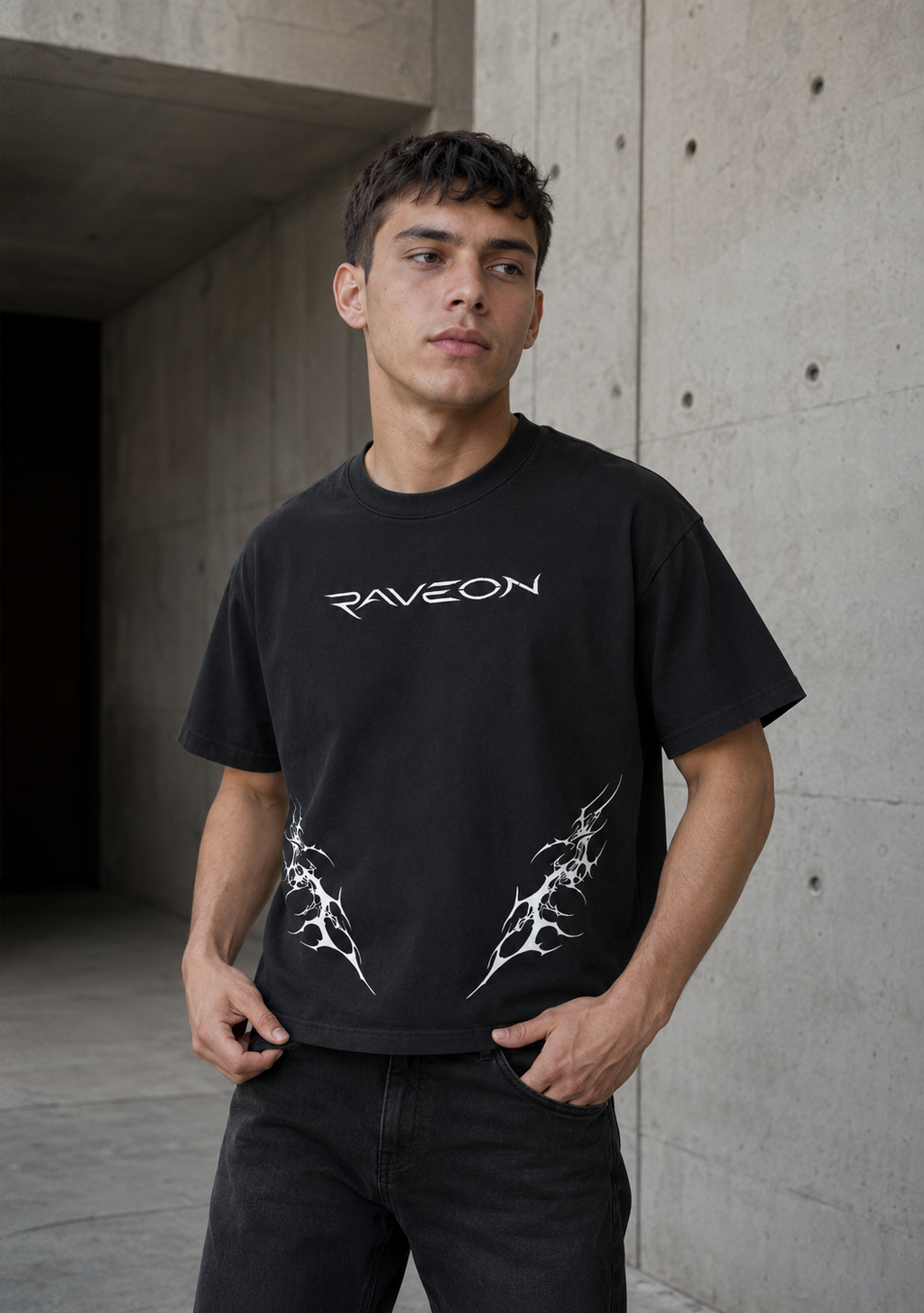 RaveOn Boxy Fit Loty Siyah Tişört