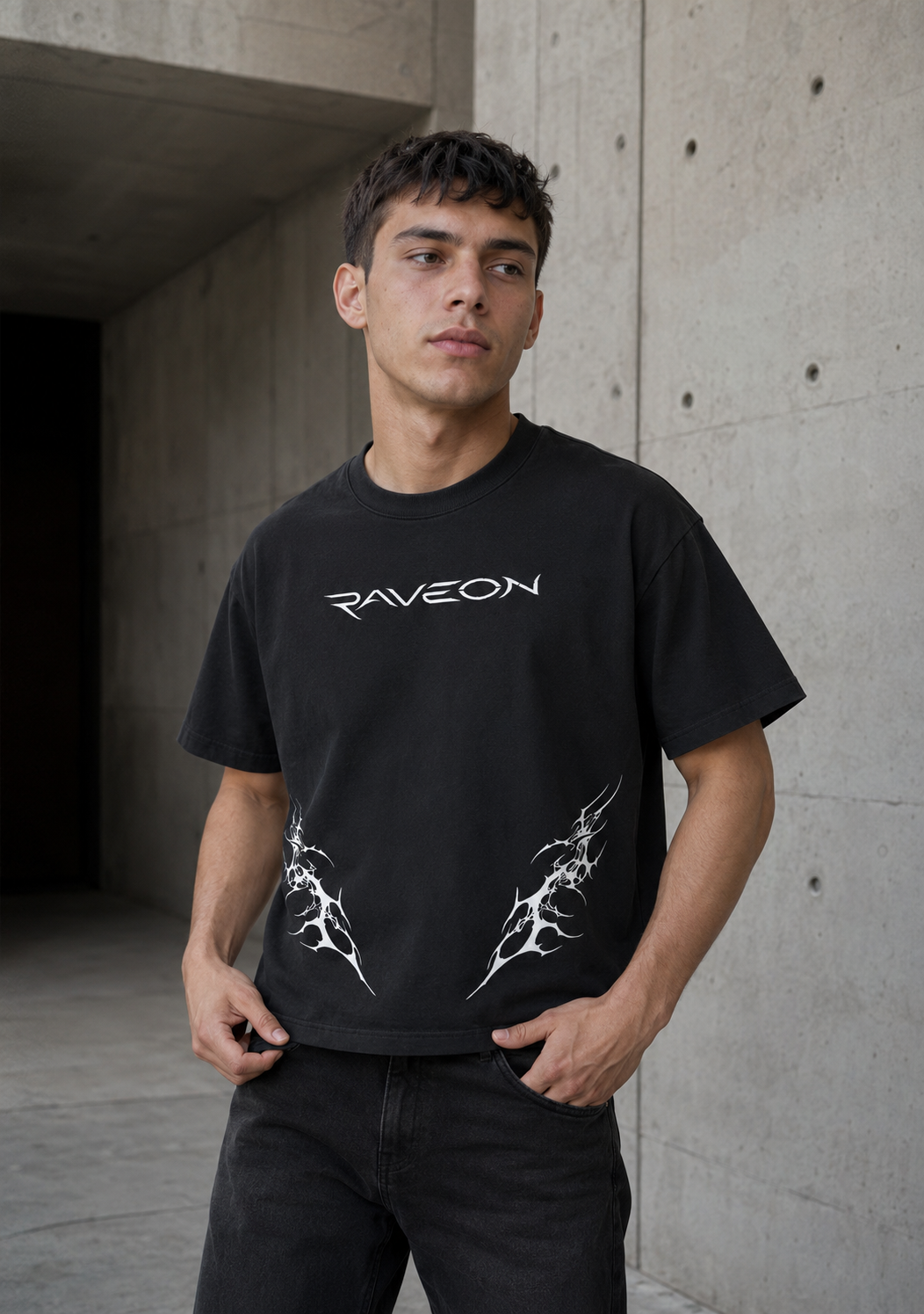 RaveOn Boxy Fit Loty Siyah Tişört