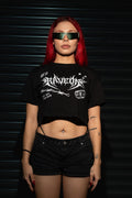 RaveOn Crop Top Pela Siyah Tişört