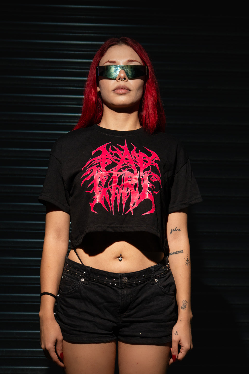 RaveOn Crop Top Bagy Siyah Tişört