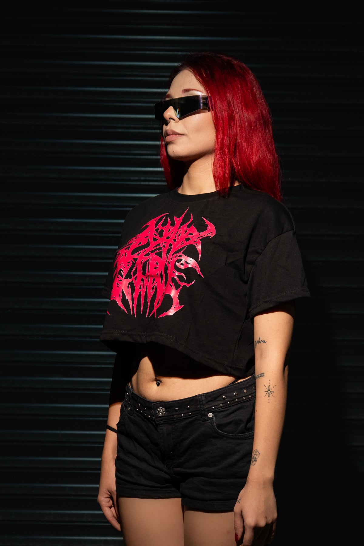 RaveOn Crop Top Bagy Siyah Tişört