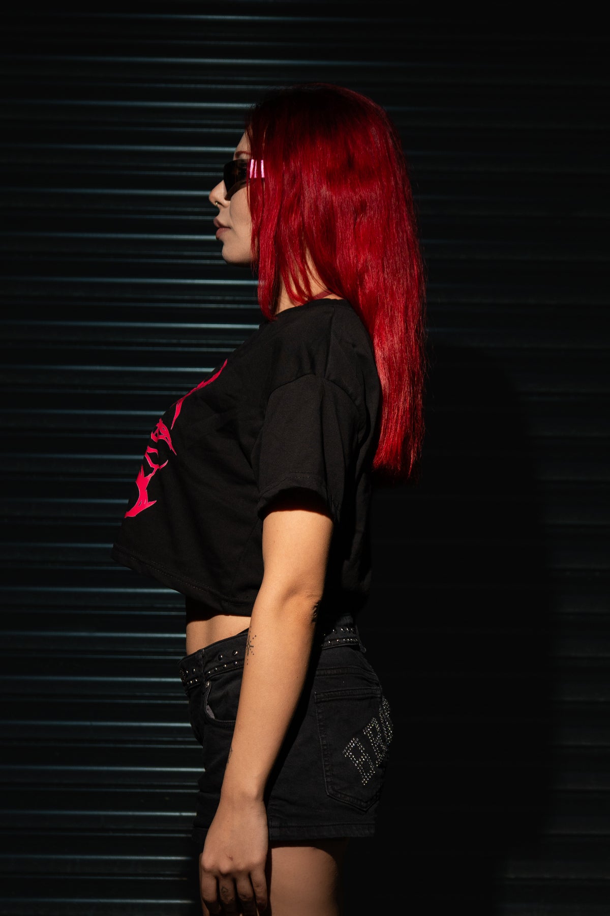 RaveOn Crop Top Bagy Siyah Tişört
