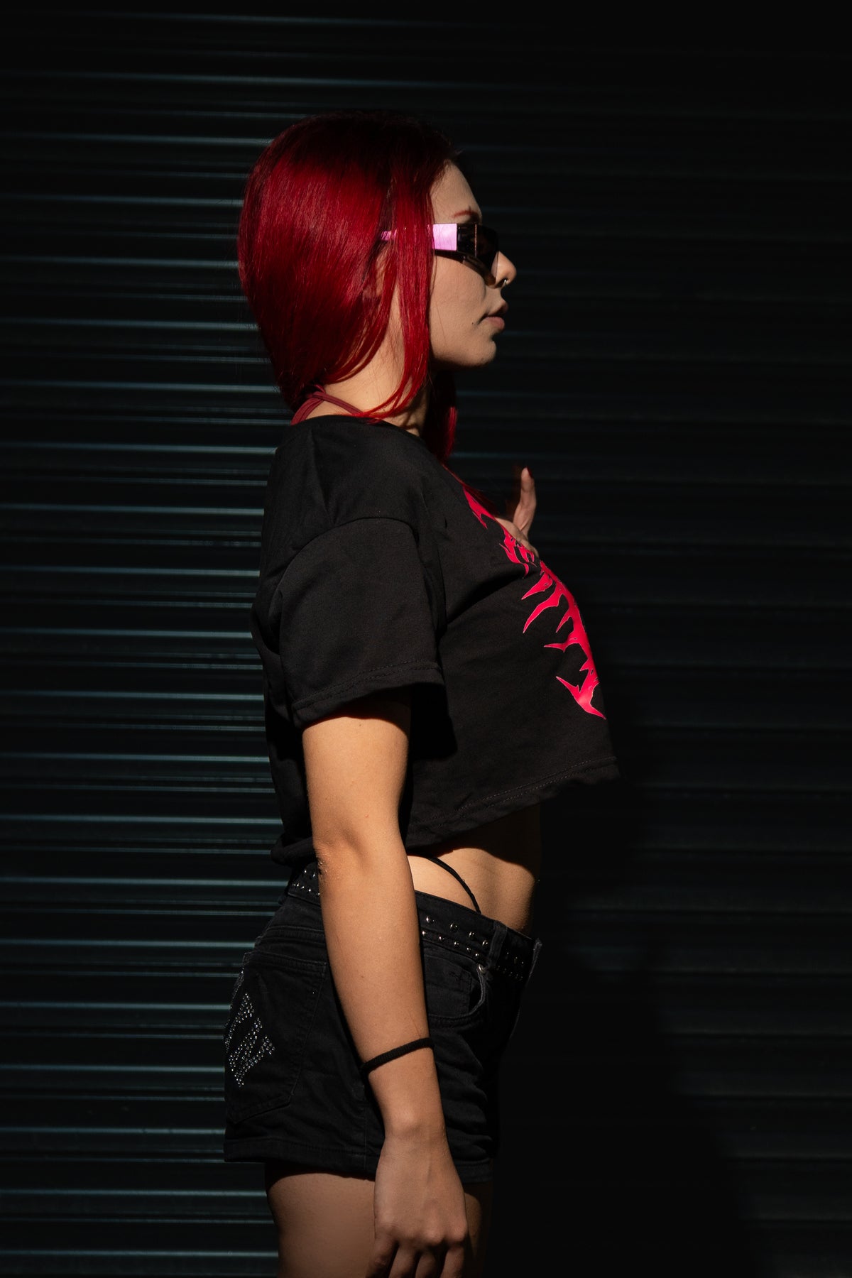 RaveOn Crop Top Bagy Siyah Tişört