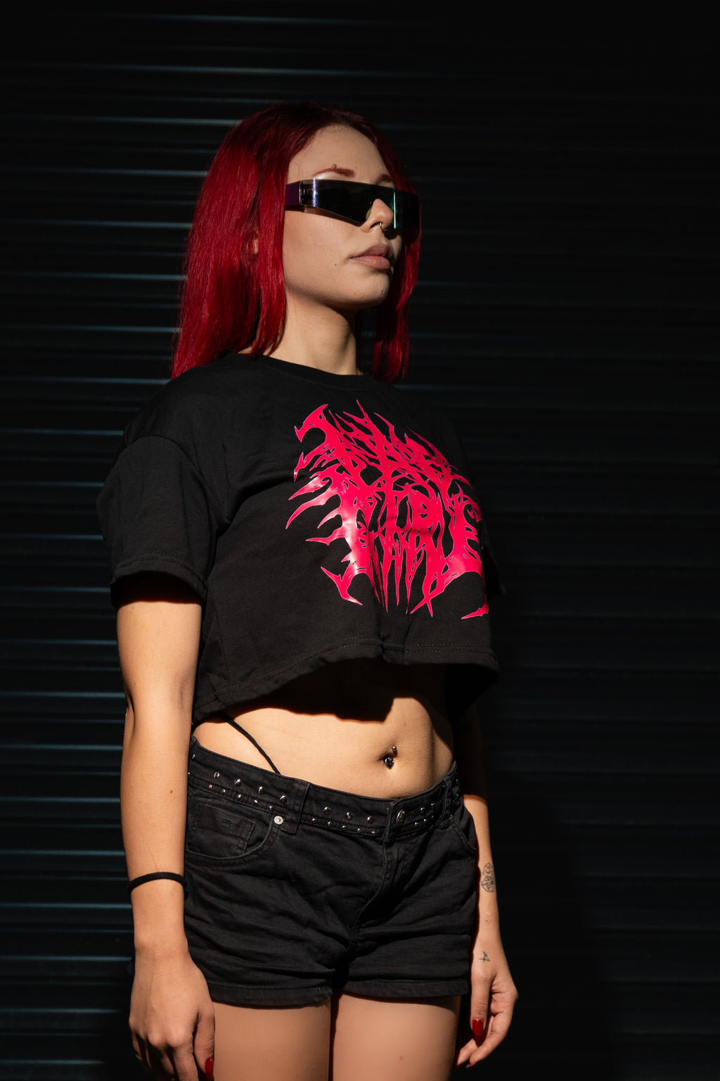 RaveOn Crop Top Bagy Siyah Tişört